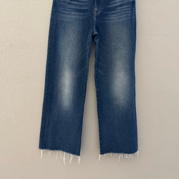 7 For All Mankind Alexa Jeans Cropped High Wide Leg Flare Medium Dark Indigo 29 - Picture 9 of 16